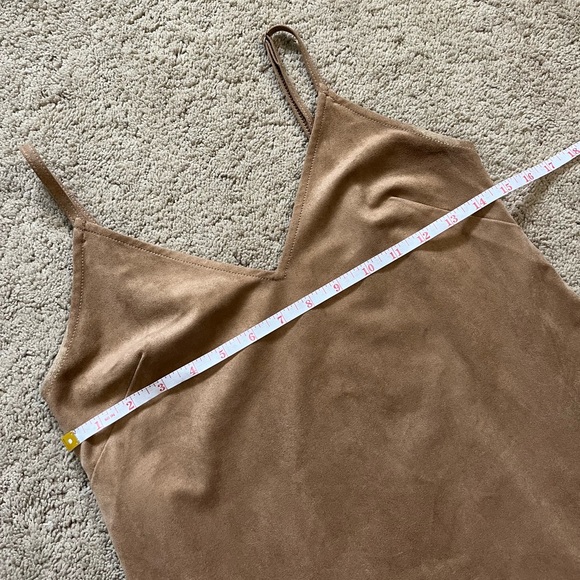 Aritzia Wilfred Free Tan Faux Suede Mini Dress Size XS- Festival Summer Flirty - Picture 9 of 11